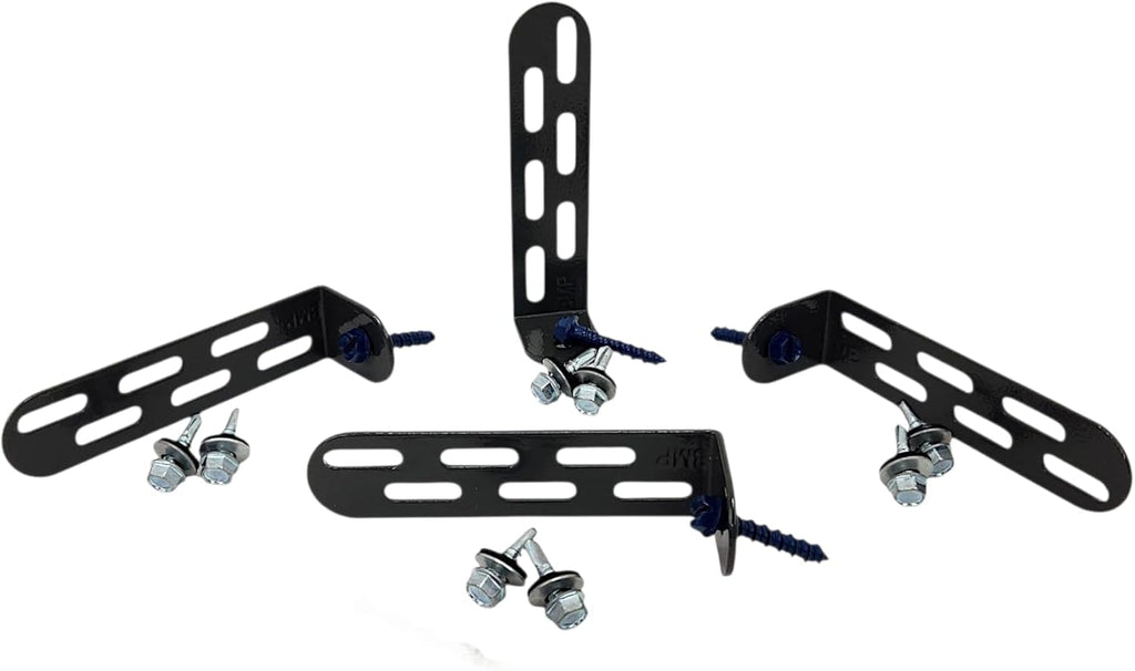 Universal AC Condenser Tie Down Kit 4 Inch – Heavy Duty Galvanized L Brackets with Tapcon Screws, Drill Bit & Rubber Grommets – HVAC Mounting Kit for Concrete, Masonry & Hurricane Protection