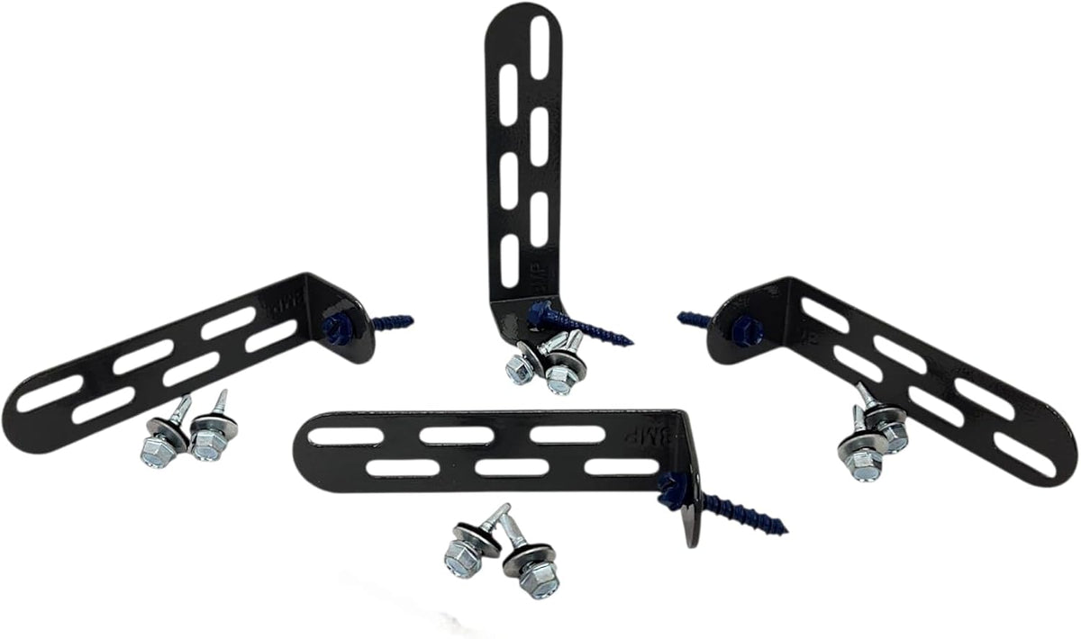 Universal AC Condenser Tie Down Kit 4 Inch – Heavy Duty Galvanized L Brackets with Tapcon Screws, Drill Bit & Rubber Grommets – HVAC Mounting Kit for Concrete, Masonry & Hurricane Protection