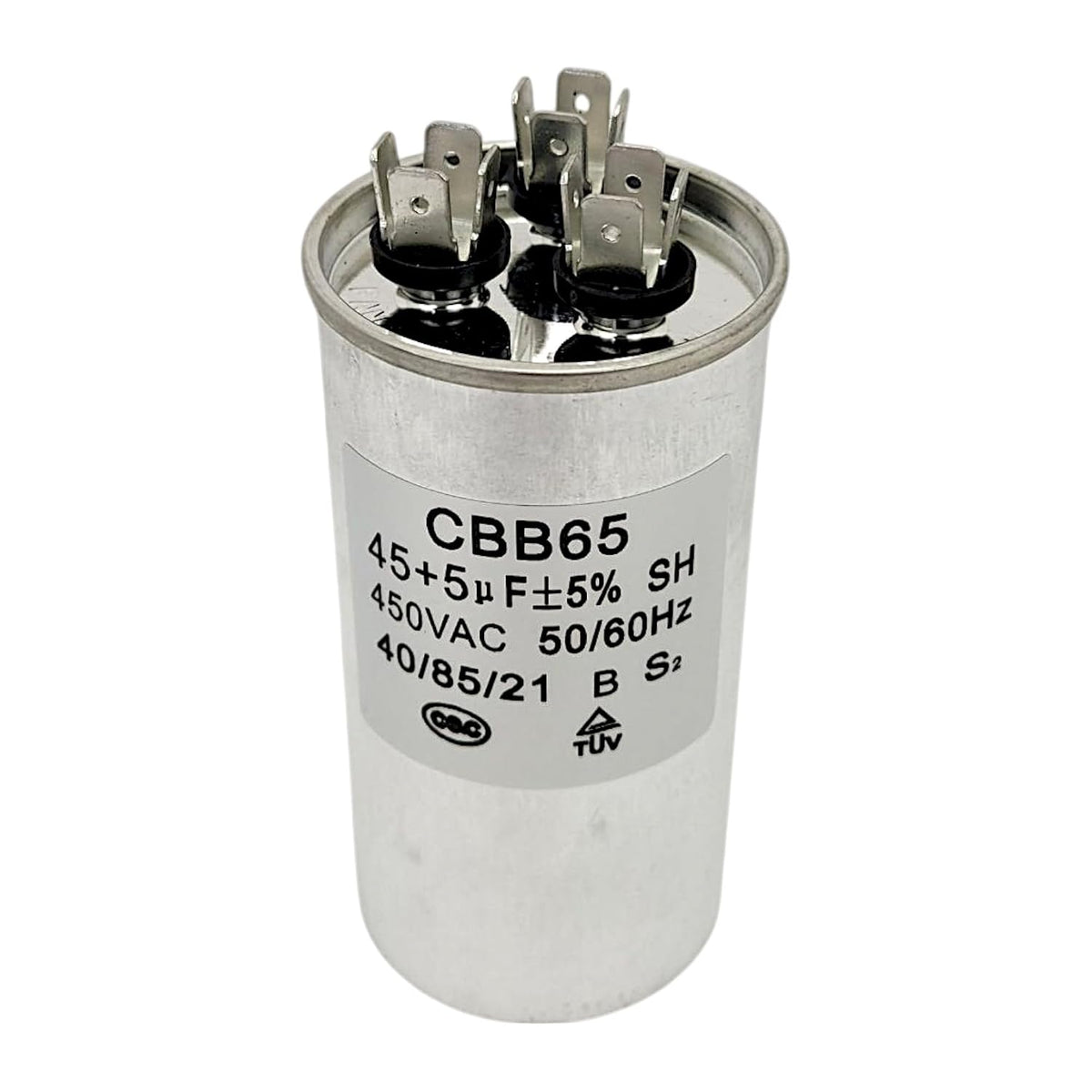 45/5 MFD Dual Run Capacitor, 45+5 uF Round AC Capacitor 370/440VAC CBB65 for Air Conditioner, HVAC & Heat Pump Systems, Condenser Replacement for Compressor & Fan Motor, Heavy Duty ±5%