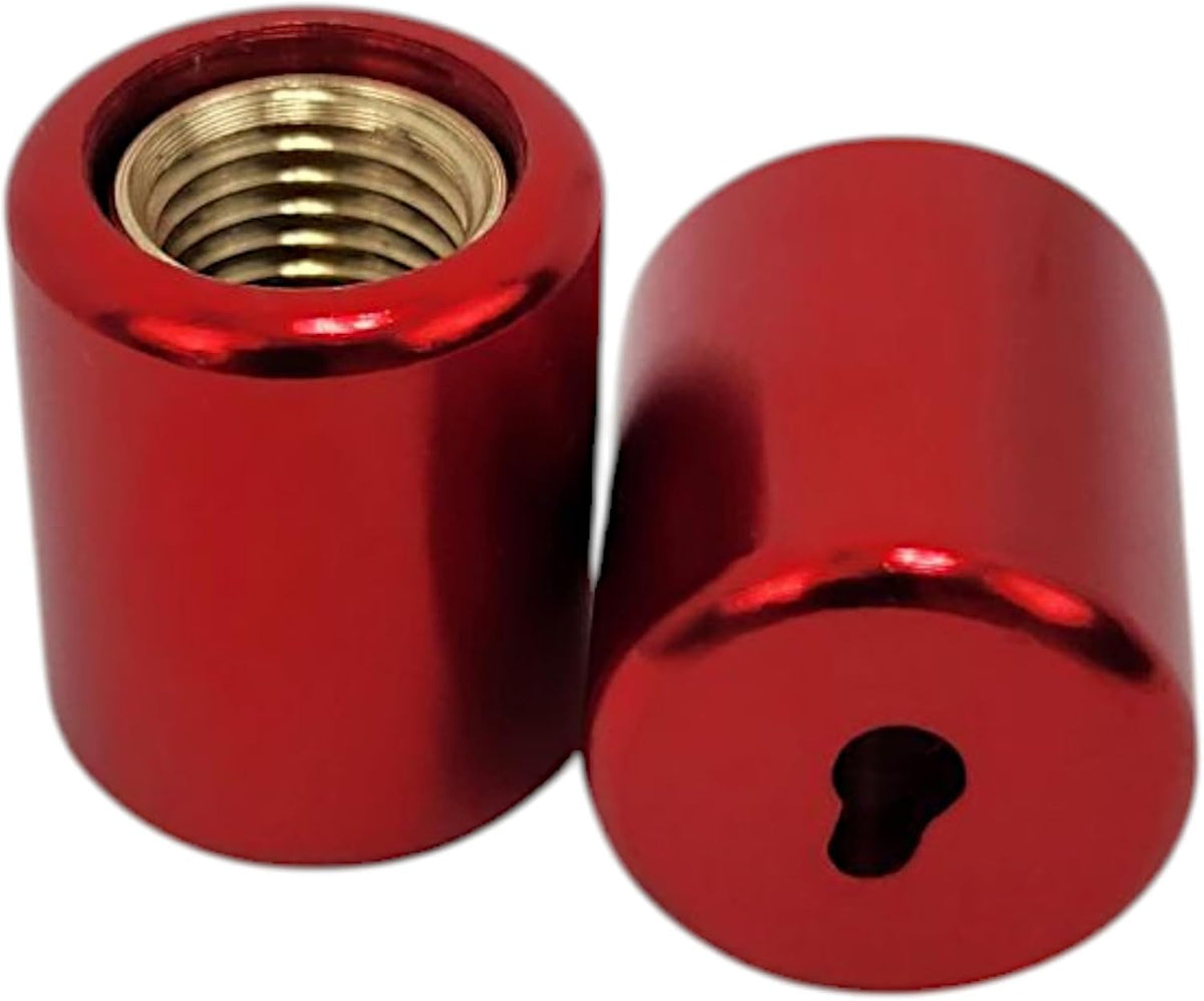 1/4-Inch Red Refrigerant Locking Caps – 2-Pack Tamper-Resistant R410 Caps for HVAC Systems – Secure A/C Accessory for R-32 Units – Anti-Theft Safety Caps