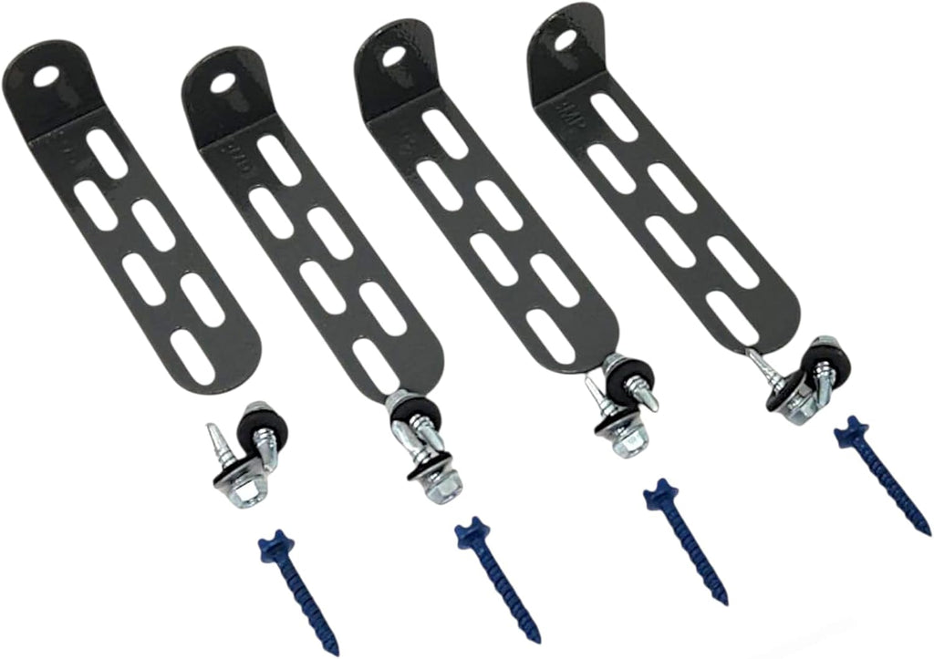 Universal AC Condenser Tie Down Kit 4 Inch – Heavy Duty Galvanized L Brackets with Tapcon Screws, Drill Bit & Rubber Grommets – HVAC Mounting Kit for Concrete, Masonry & Hurricane Protection