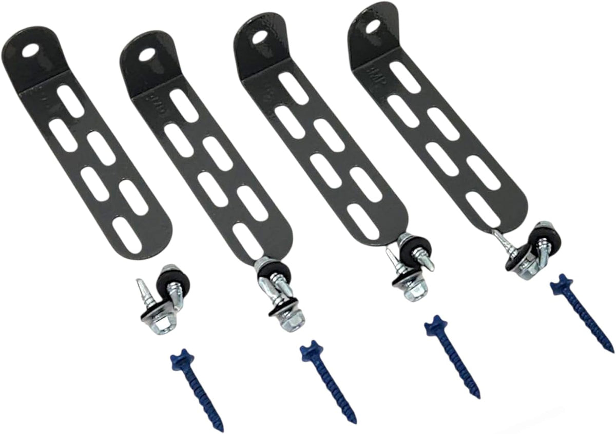 Universal AC Condenser Tie Down Kit 4 Inch – Heavy Duty Galvanized L Brackets with Tapcon Screws, Drill Bit & Rubber Grommets – HVAC Mounting Kit for Concrete, Masonry & Hurricane Protection