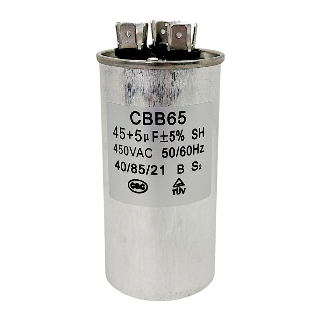 45/5 MFD Dual Run Capacitor, 45+5 uF Round AC Capacitor 370/440VAC CBB65 for Air Conditioner, HVAC & Heat Pump Systems, Condenser Replacement for Compressor & Fan Motor, Heavy Duty ±5%