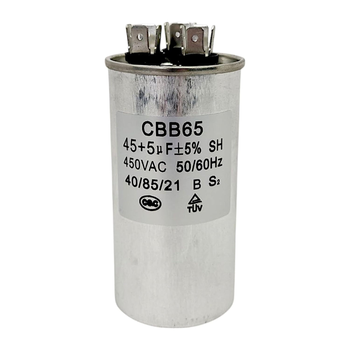 45/5 MFD Dual Run Capacitor, 45+5 uF Round AC Capacitor 370/440VAC CBB65 for Air Conditioner, HVAC & Heat Pump Systems, Condenser Replacement for Compressor & Fan Motor, Heavy Duty ±5%