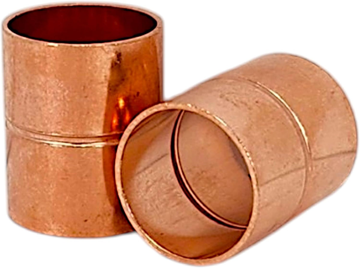 3/8" Copper Coupling for Copper Pipe – Straight Sweat Tube Fitting with Dimple Stop, 3/8 Copper Pipe Connector for HVAC Air Conditioning & Refrigeration Systems