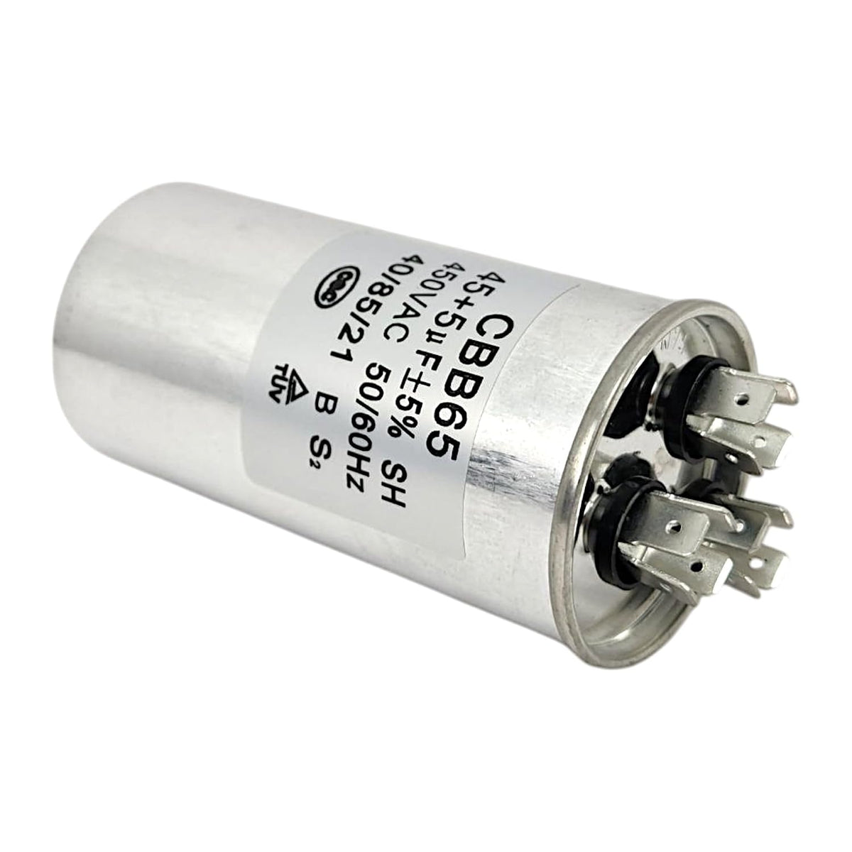 45/5 MFD Dual Run Capacitor, 45+5 uF Round AC Capacitor 370/440VAC CBB65 for Air Conditioner, HVAC & Heat Pump Systems, Condenser Replacement for Compressor & Fan Motor, Heavy Duty ±5%