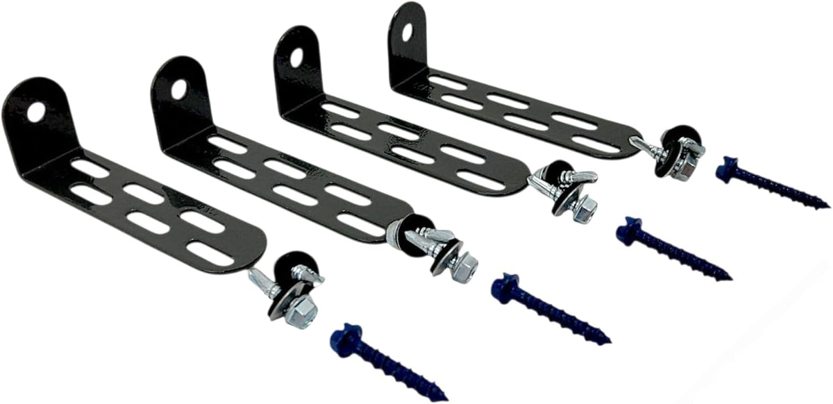 Universal AC Condenser Tie Down Kit 4 Inch – Heavy Duty Galvanized L Brackets with Tapcon Screws, Drill Bit & Rubber Grommets – HVAC Mounting Kit for Concrete, Masonry & Hurricane Protection