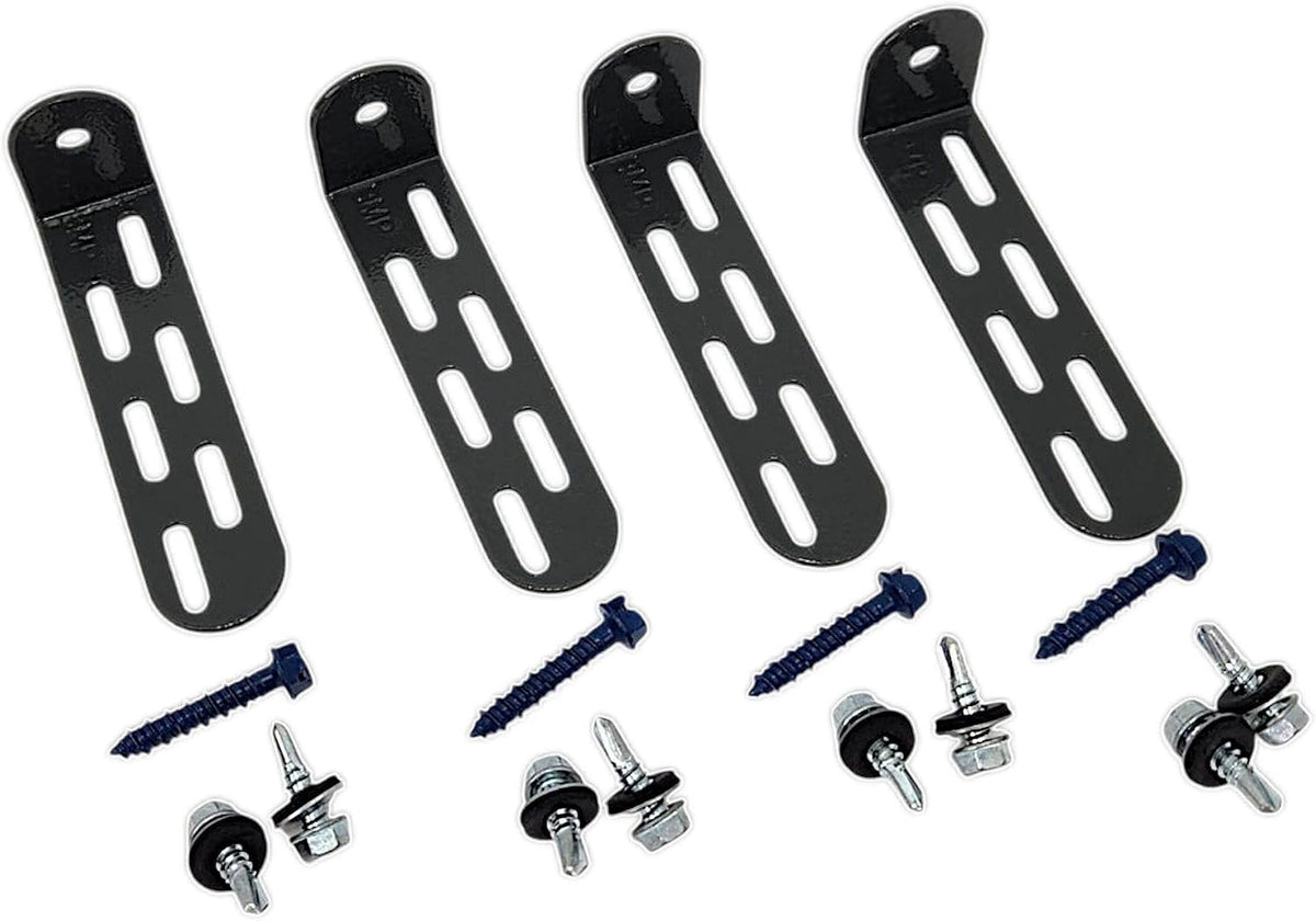 Universal AC Condenser Tie Down Kit 4 Inch – Heavy Duty Galvanized L Brackets with Tapcon Screws, Drill Bit & Rubber Grommets – HVAC Mounting Kit for Concrete, Masonry & Hurricane Protection