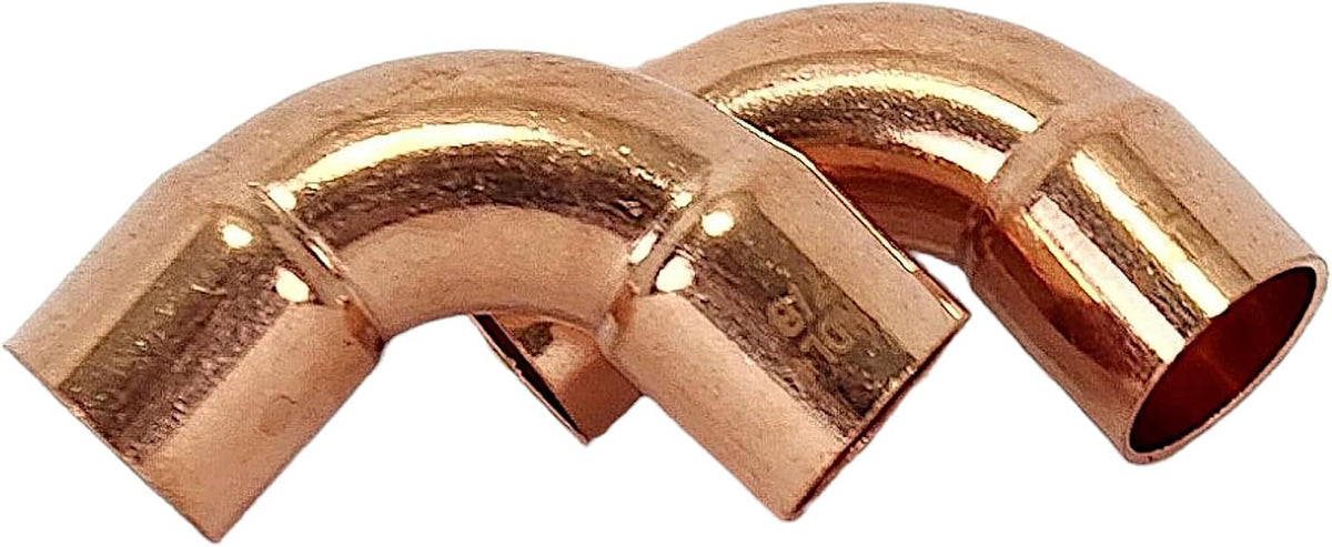 Copper Pipe Coupling 7/8" OD Elbow, 90° Long Radius Press Fittings for Air Conditioning & Plumbing | Copper Fittings C x C, Sweat Solder Joint, High Thermal Conductivity, Easy Installation (Pack of 2)