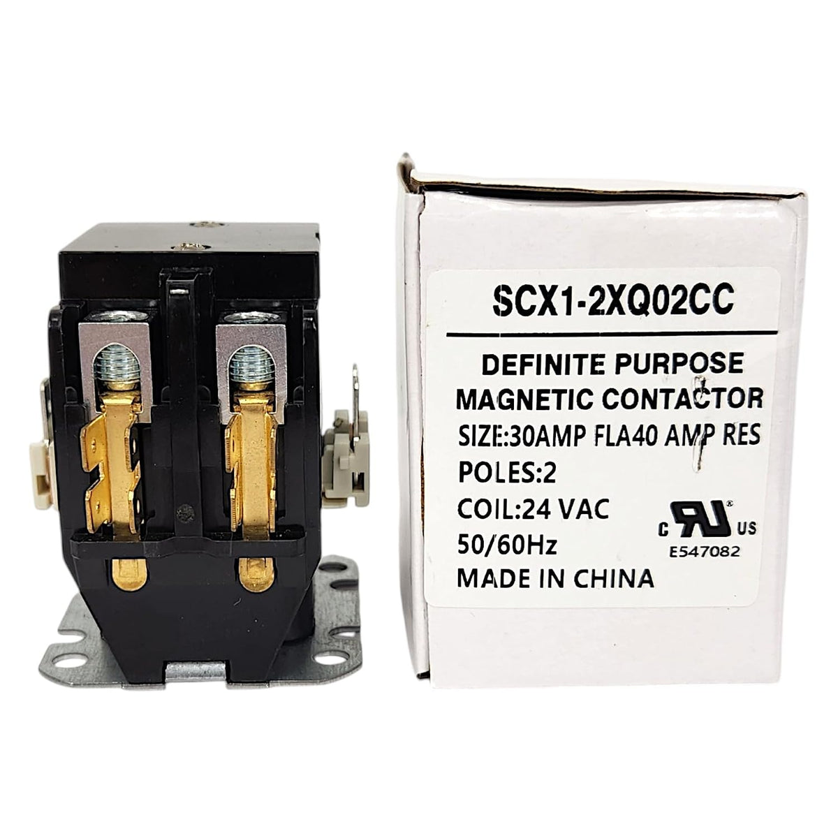 2 Pole 30A AC Contactor – 24VAC Coil for Air Conditioner Condenser, HVAC Compressor Motor, Definite Purpose, Reliable 2-Pole Relay for Goodman & Residential Units