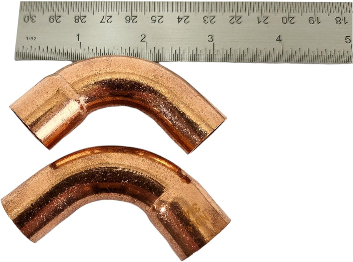 Copper Pipe Coupling 3/4-Inch OD Elbow | FTG x C, Long Radius 90-Degree Press Connectors, Solder Joint for Air Conditioning Systems & Plumbing (Pack of 2)