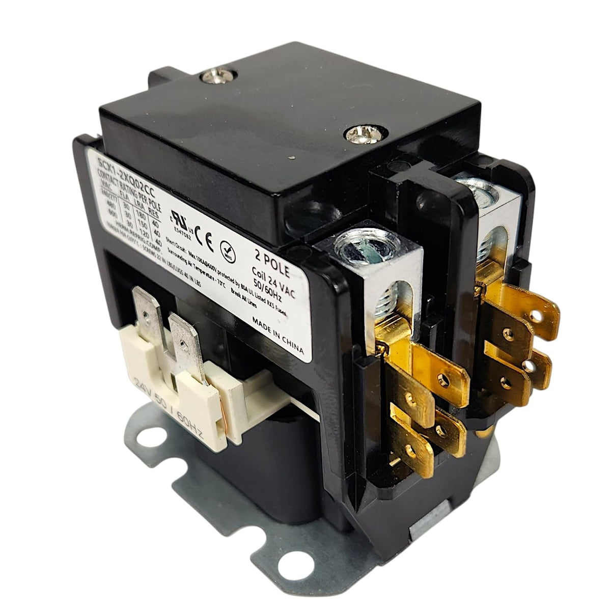 2 Pole 30A AC Contactor – 24VAC Coil for Air Conditioner Condenser, HVAC Compressor Motor, Definite Purpose, Reliable 2-Pole Relay for Goodman & Residential Units