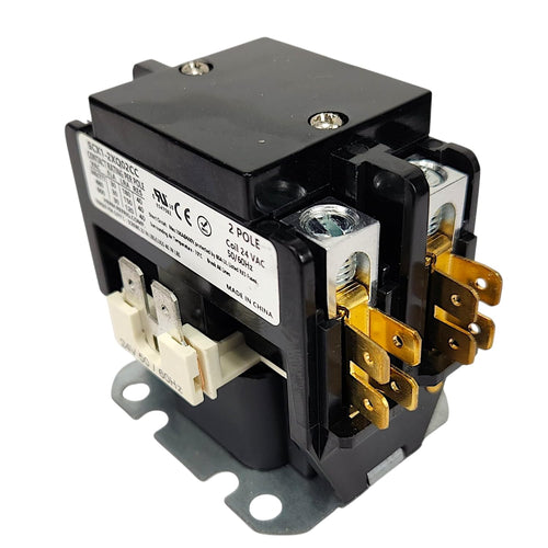 2 Pole 30A AC Contactor – 24VAC Coil for Air Conditioner Condenser, HVAC Compressor Motor, Definite Purpose, Reliable 2-Pole Relay for Goodman & Residential Units