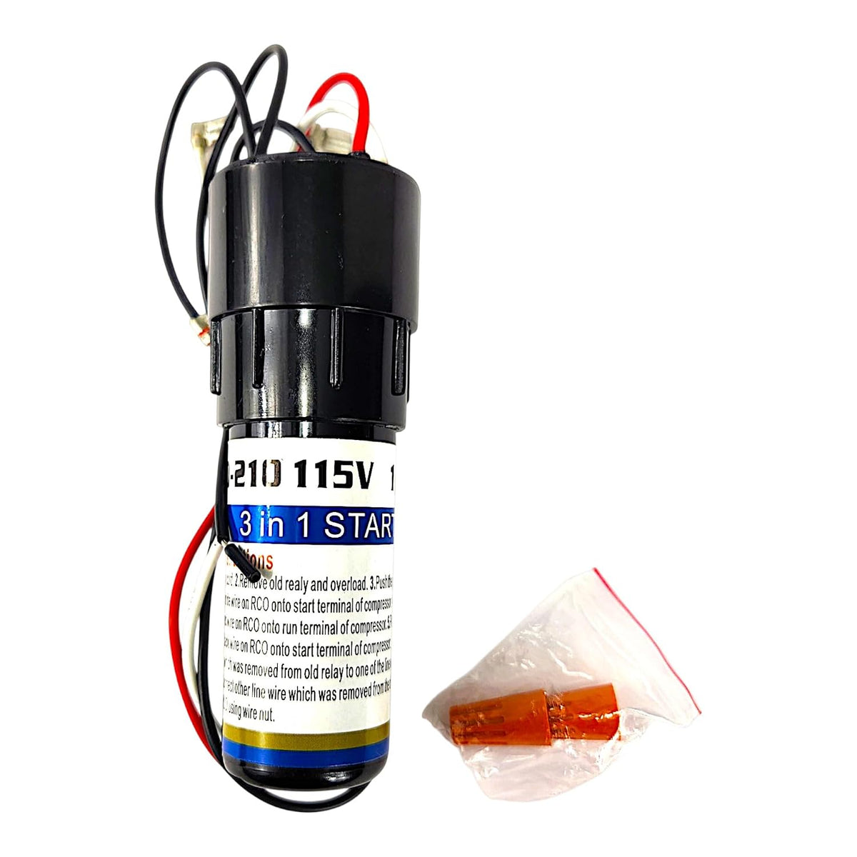 RCO210 3-in-1 Hard Start Kit – RSC Series Solid State Relay, Start Capacitor & Overload Protector for Refrigerator & Freezer Compressor Replacement