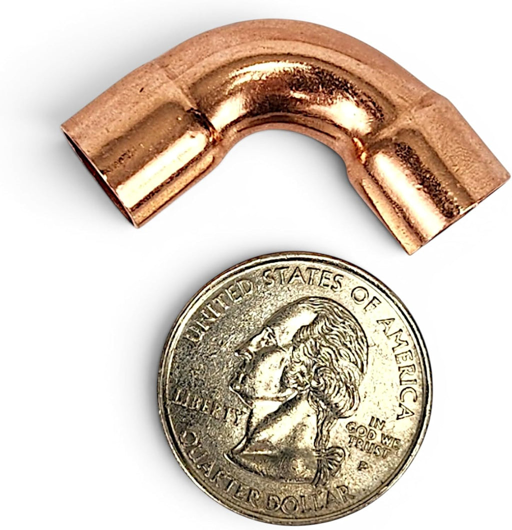 Copper Pipe Elbow 3/8" ID 90 Degree Sweat Solder Connectors for HVAC Refrigeration System & Plumbing, 99.9% Pure Copper Tubing Fittings Short Radius, 0.8mm Thick, 8pcs