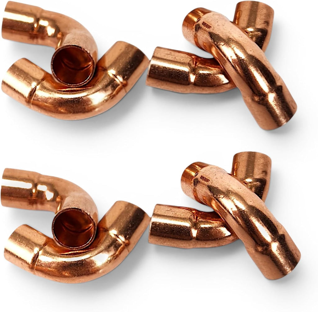 Copper Pipe Elbow 3/8" ID 90 Degree Sweat Solder Connectors for HVAC Refrigeration System & Plumbing, 99.9% Pure Copper Tubing Fittings Short Radius, 0.8mm Thick, 8pcs