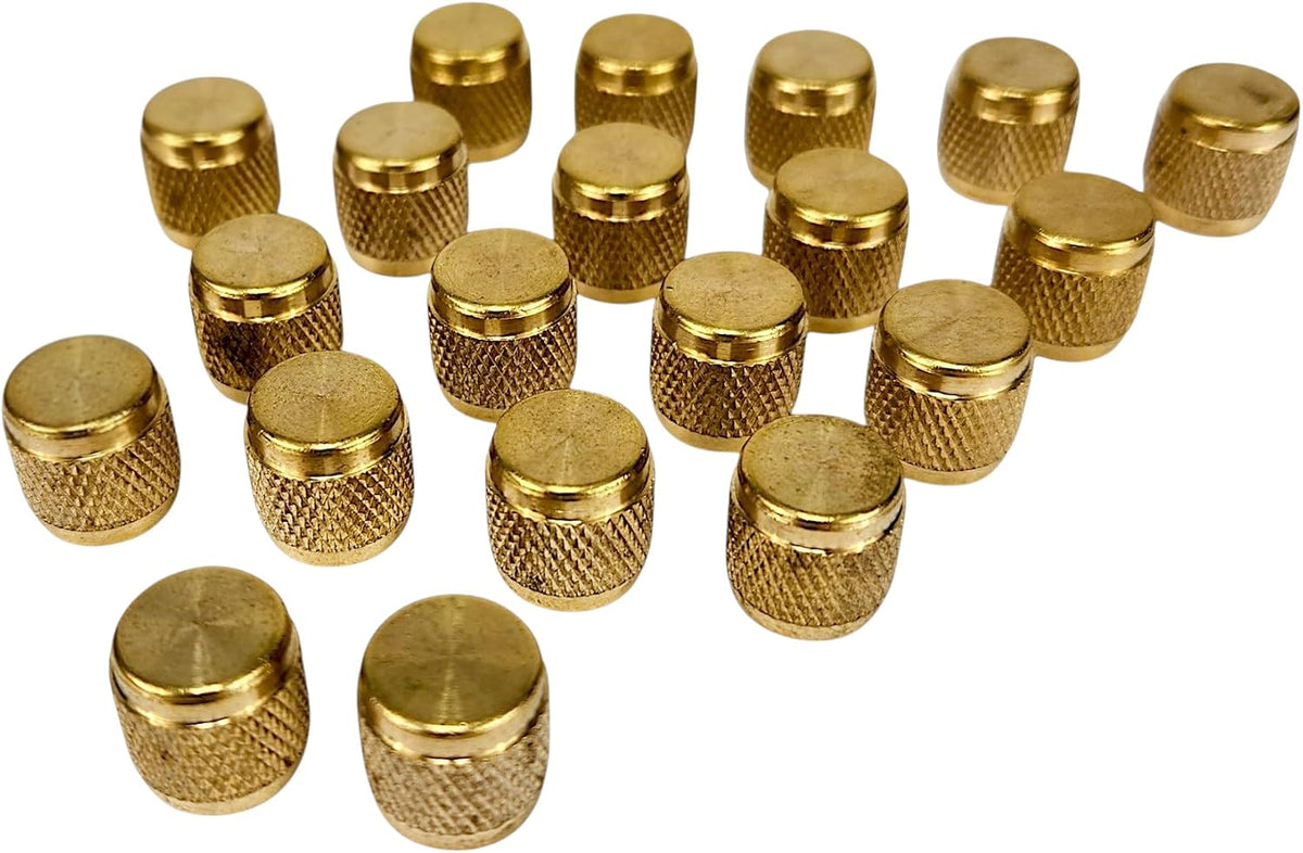 HVAC 1/4 Flare Valve Cap CD2245 Brass Valve Caps with Neoprene O-Ring Seal for AC Service Port, Refrigerant System & Schrader Valve, Round Conditioning Cap Replacement