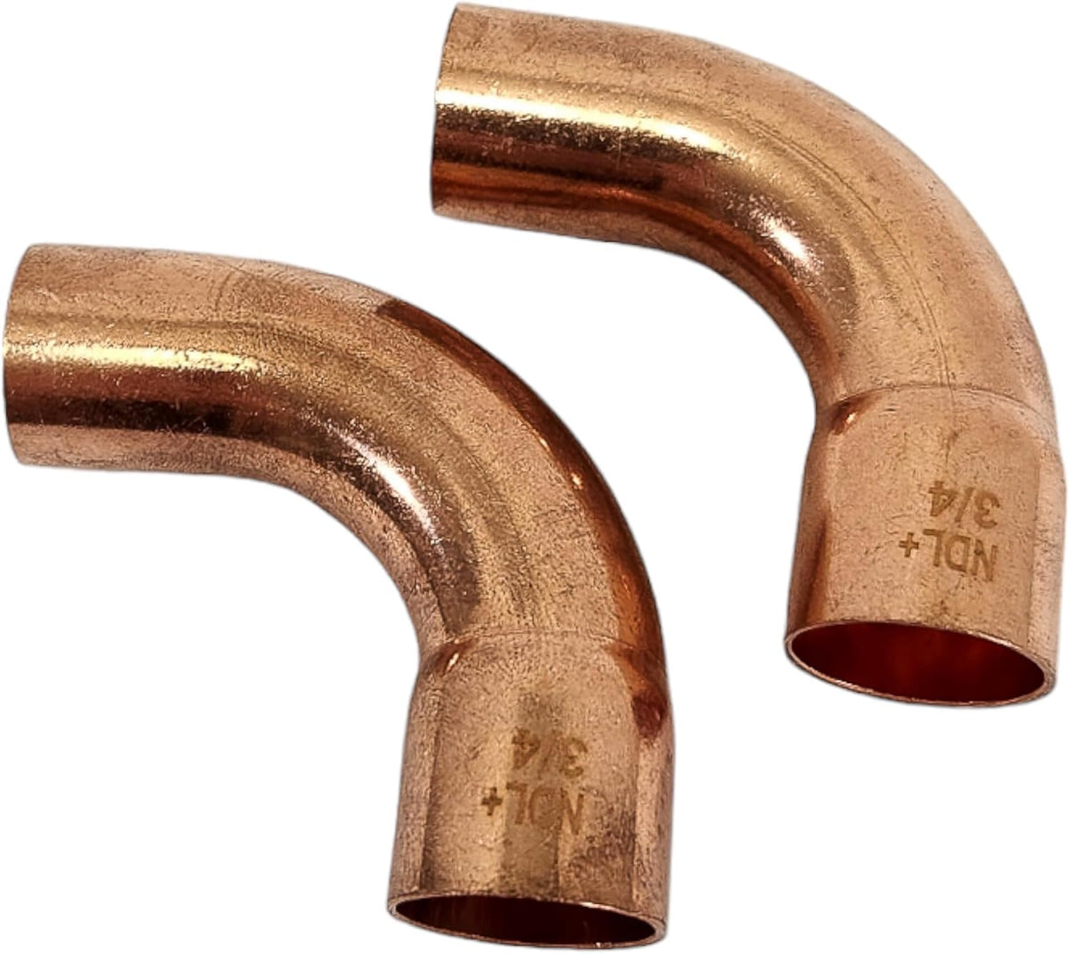 Copper Pipe Coupling 3/4-Inch OD Elbow | FTG x C, Long Radius 90-Degree Press Connectors, Solder Joint for Air Conditioning Systems & Plumbing (Pack of 2)