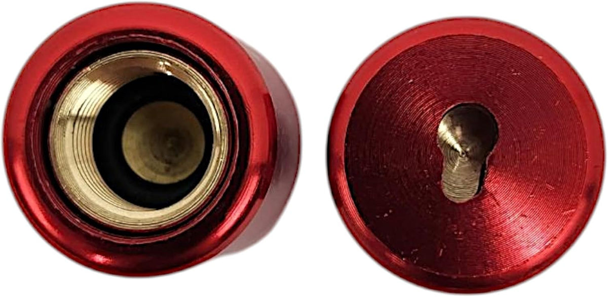 1/4-Inch Red Refrigerant Locking Caps – 2-Pack Tamper-Resistant R410 Caps for HVAC Systems – Secure A/C Accessory for R-32 Units – Anti-Theft Safety Caps