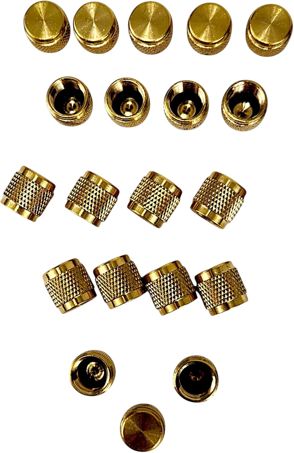 HVAC 1/4 Flare Valve Cap CD2245 Brass Valve Caps with Neoprene O-Ring Seal for AC Service Port, Refrigerant System & Schrader Valve, Round Conditioning Cap Replacement