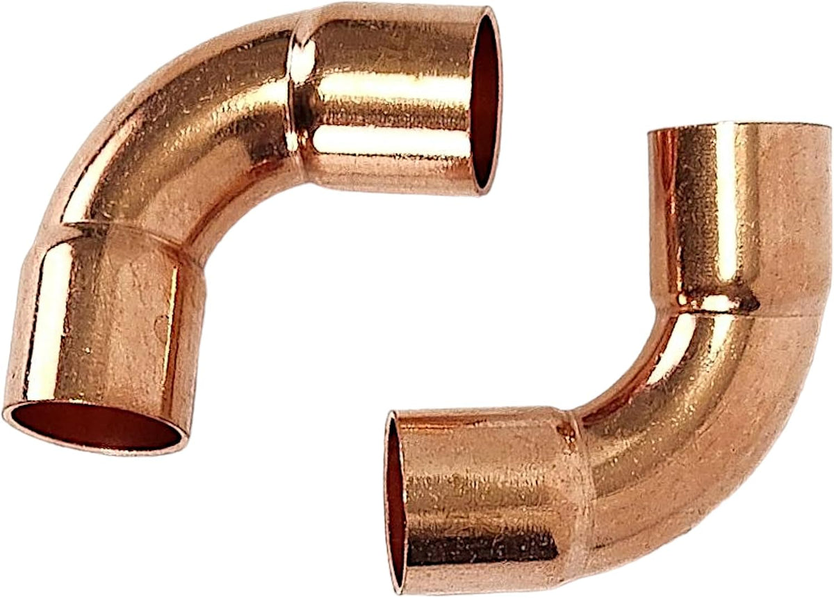 Copper Pipe Coupling 7/8" OD Elbow, 90° Long Radius Press Fittings for Air Conditioning & Plumbing | Copper Fittings C x C, Sweat Solder Joint, High Thermal Conductivity, Easy Installation (Pack of 2)
