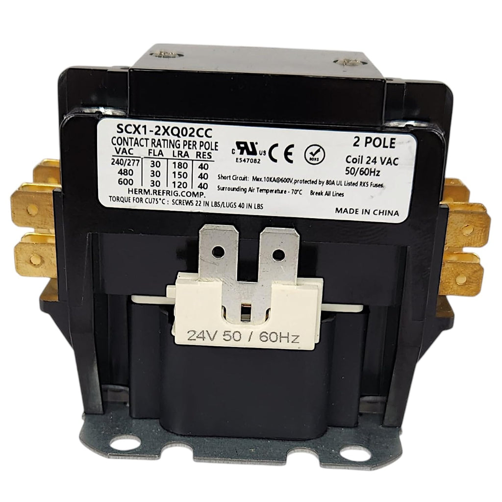 2 Pole 30A AC Contactor – 24VAC Coil for Air Conditioner Condenser, HVAC Compressor Motor, Definite Purpose, Reliable 2-Pole Relay for Goodman & Residential Units